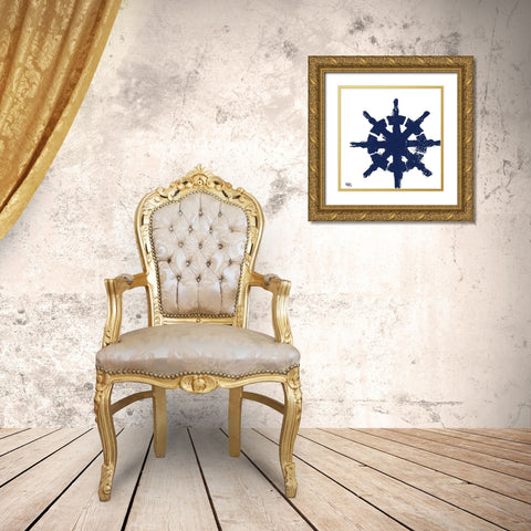 Coastal Navy on White IV Gold Ornate Wood Framed Art Print with Double Matting by Hakimipour, Tiffany