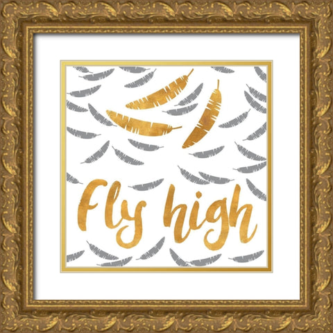 Fly High Gold Ornate Wood Framed Art Print with Double Matting by SD Graphics Studio