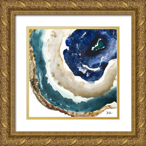 Blue Agate Gold Ornate Wood Framed Art Print with Double Matting by Pinto, Patricia