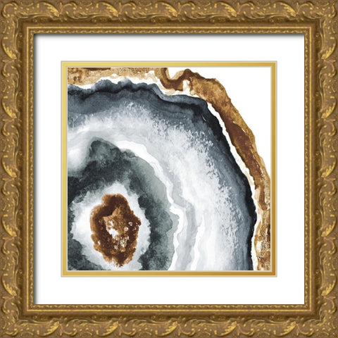 Gray and Gold Agate II Gold Ornate Wood Framed Art Print with Double Matting by Pinto, Patricia