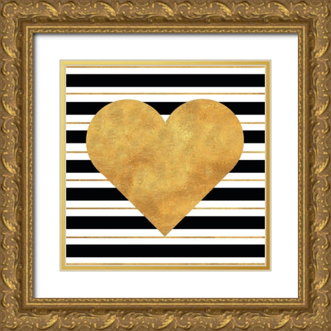 Golden Heart Gold Ornate Wood Framed Art Print with Double Matting by SD Graphics Studio