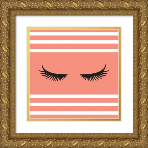 Lashes Gold Ornate Wood Framed Art Print with Double Matting by SD Graphics Studio