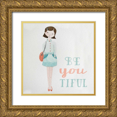 Be Girl I Gold Ornate Wood Framed Art Print with Double Matting by Gardner, Sarah