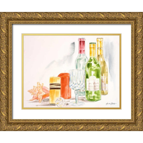 Coastal Happy Hour I Gold Ornate Wood Framed Art Print with Double Matting by Baliko, Linda