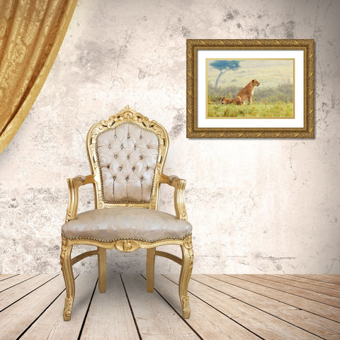 A Lions Tail Gold Ornate Wood Framed Art Print with Double Matting by Lake, Shelley