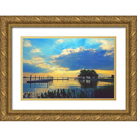 Lake Dora Sunset Gold Ornate Wood Framed Art Print with Double Matting by Nawrocke, Bruce