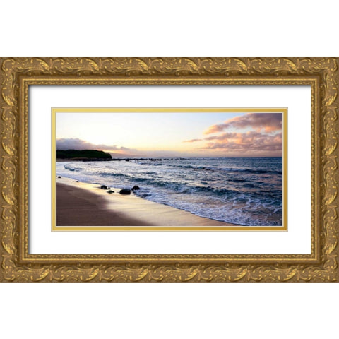 Sunset Beach Gold Ornate Wood Framed Art Print with Double Matting by Nawrocke, Bruce