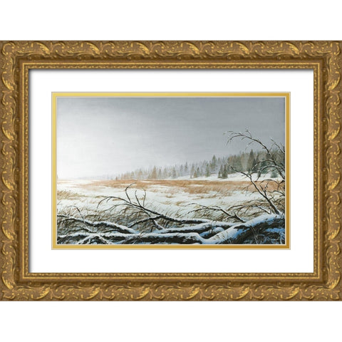 Snowy Morning Gold Ornate Wood Framed Art Print with Double Matting by Nawrocke, Bruce
