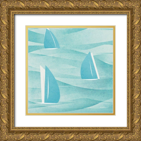 Sails Buoy Square I Gold Ornate Wood Framed Art Print with Double Matting by Meneely, Dan