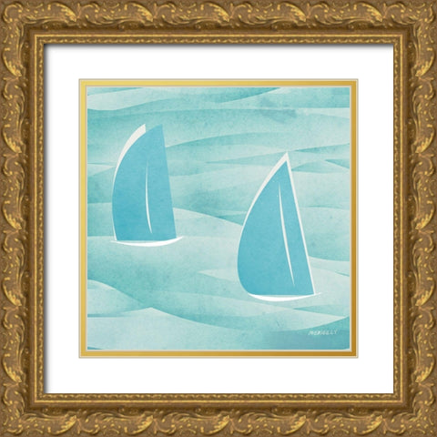 Sails Buoy Square II Gold Ornate Wood Framed Art Print with Double Matting by Meneely, Dan