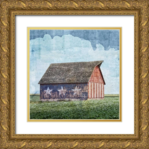 American Barn Gold Ornate Wood Framed Art Print with Double Matting by Kingsley