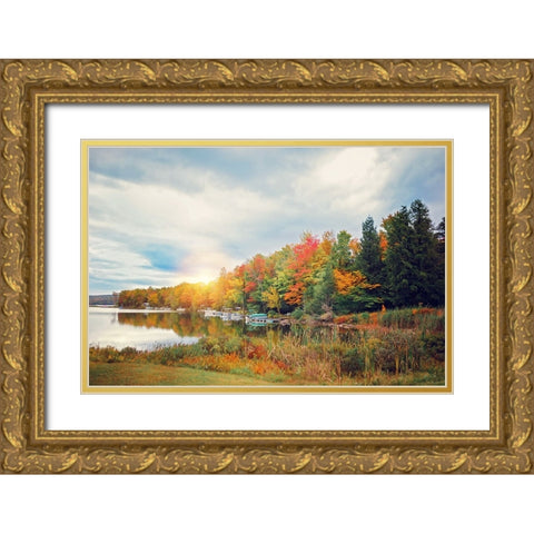 Great Autumn Day Gold Ornate Wood Framed Art Print with Double Matting by Poynter, Kelly
