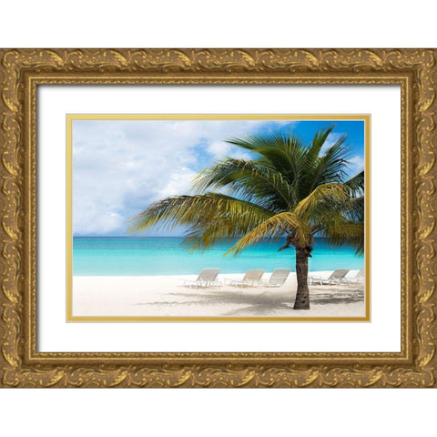 Relaxing Beach and Horizon Gold Ornate Wood Framed Art Print with Double Matting by Bill Carson Photography