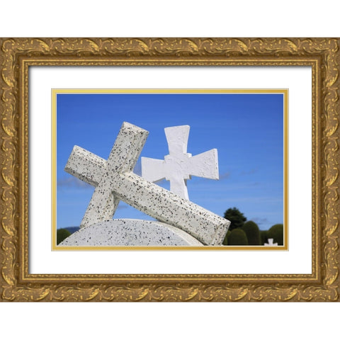 Crosses By The Sea Gold Ornate Wood Framed Art Print with Double Matting by Coppel, Anna