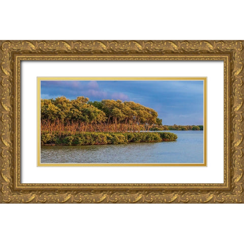 Sundown by the Lake Gold Ornate Wood Framed Art Print with Double Matting by Bill Carson Photography