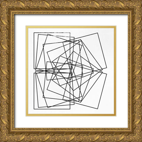 Square Repeat Gold Ornate Wood Framed Art Print with Double Matting by SD Graphics Studio