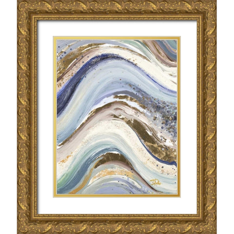 New Concept Blue Gold Ornate Wood Framed Art Print with Double Matting by Pinto, Patricia