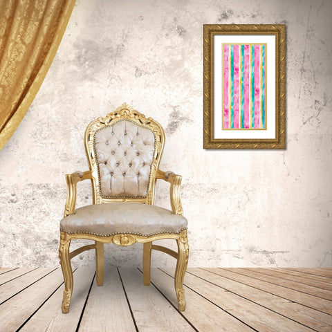 Tropical Stripes I Gold Ornate Wood Framed Art Print with Double Matting by James, Nola