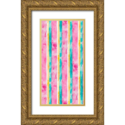 Tropical Stripes I Gold Ornate Wood Framed Art Print with Double Matting by James, Nola