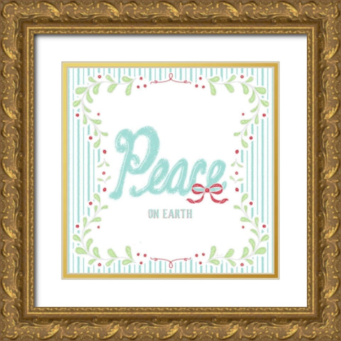 Christmas Wreath III Gold Ornate Wood Framed Art Print with Double Matting by Metz, Andi