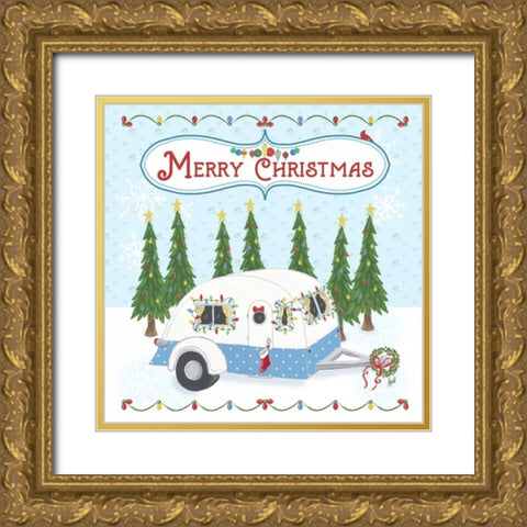 Camper Christmas Gold Ornate Wood Framed Art Print with Double Matting by Metz, Andi