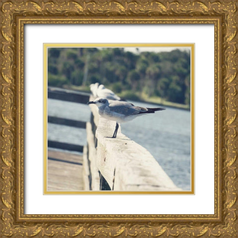 Look Out Dock I Gold Ornate Wood Framed Art Print with Double Matting by Peck, Gail