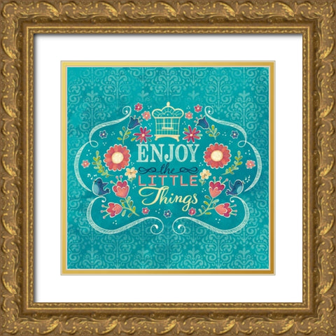 Enjoy the Little Things I Gold Ornate Wood Framed Art Print with Double Matting by Josefina