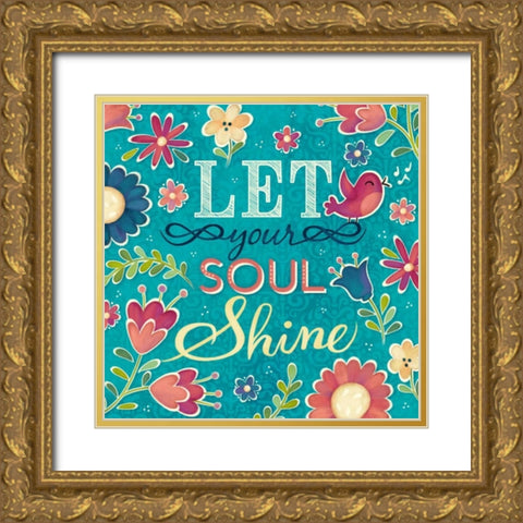 Enjoy the Little Things Burst II Gold Ornate Wood Framed Art Print with Double Matting by Josefina