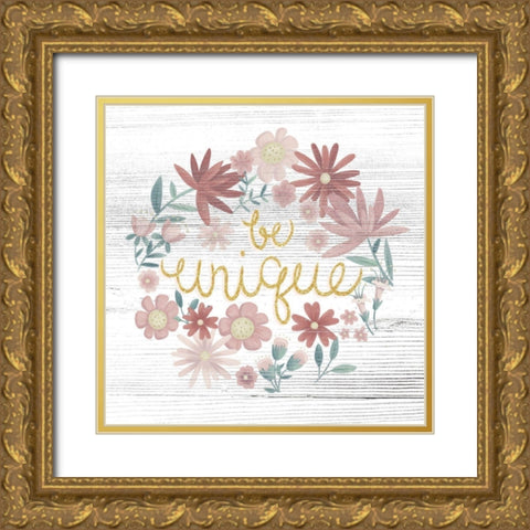 Be Unique Gold Ornate Wood Framed Art Print with Double Matting by Josefina