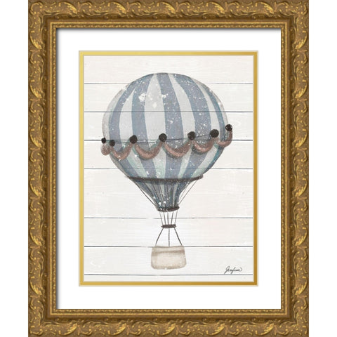 Hot Air Balloon Adventure Gold Ornate Wood Framed Art Print with Double Matting by Josefina