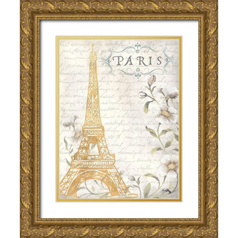 Golden Paris I Gold Ornate Wood Framed Art Print with Double Matting by Medley, Elizabeth