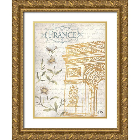 Golden Paris II Gold Ornate Wood Framed Art Print with Double Matting by Medley, Elizabeth