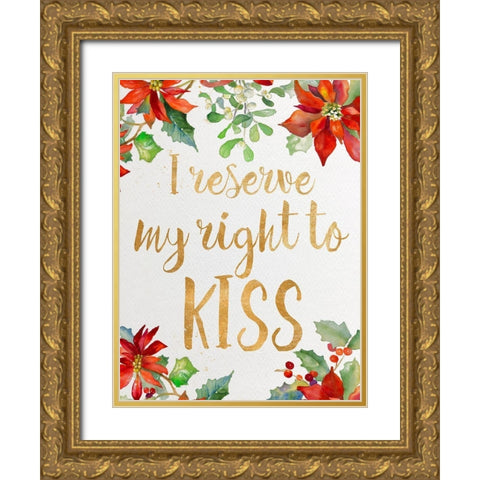 Holiday Kiss I Gold Ornate Wood Framed Art Print with Double Matting by Loreth, Lanie