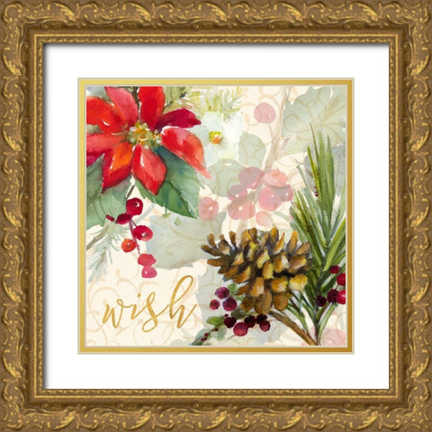 Holiday Wishes IV Gold Ornate Wood Framed Art Print with Double Matting by Loreth, Lanie