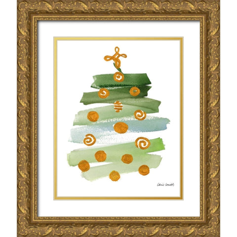 Abstract Christmas Tree I Gold Ornate Wood Framed Art Print with Double Matting by Loreth, Lanie