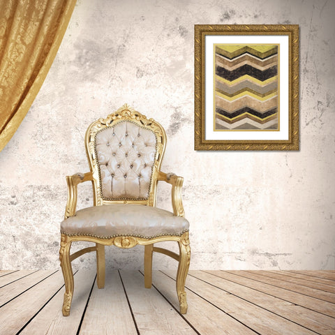 Olive Zig Zag Gold Ornate Wood Framed Art Print with Double Matting by Marcon, Michael