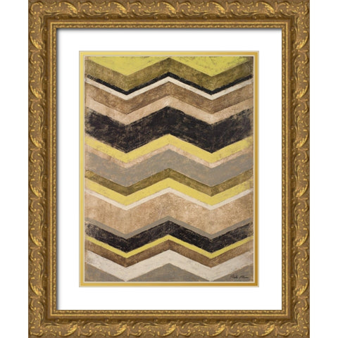 Olive Zig Zag Gold Ornate Wood Framed Art Print with Double Matting by Marcon, Michael