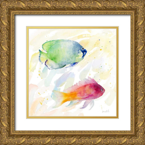 Tropical Fish Square III Gold Ornate Wood Framed Art Print with Double Matting by Loreth, Lanie