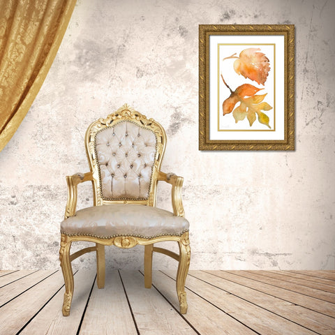 Rustic Autumn Leaves II Gold Ornate Wood Framed Art Print with Double Matting by Loreth, Lanie
