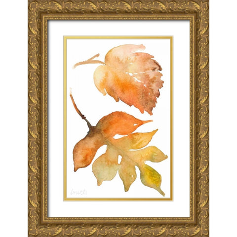 Rustic Autumn Leaves II Gold Ornate Wood Framed Art Print with Double Matting by Loreth, Lanie
