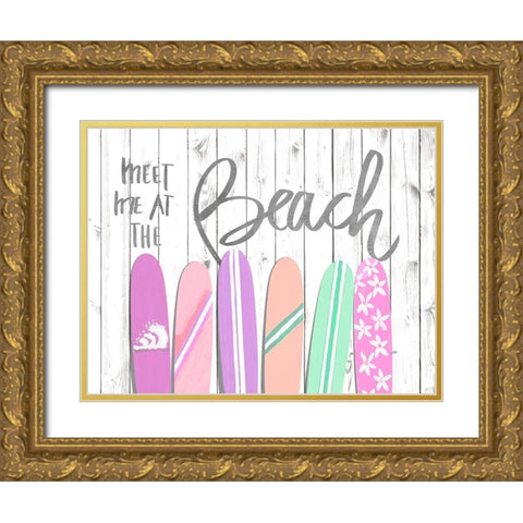Meet Me at the Beach Gold Ornate Wood Framed Art Print with Double Matting by DeRice, Julie