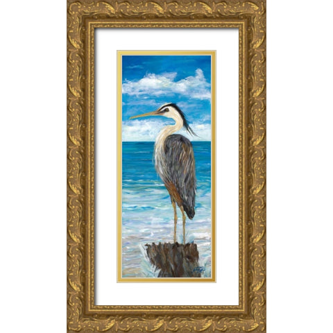 Heron In The View I Gold Ornate Wood Framed Art Print with Double Matting by DeRice, Julie