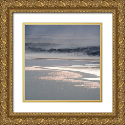 Flamingo Land Square Gold Ornate Wood Framed Art Print with Double Matting by Walker, Carol