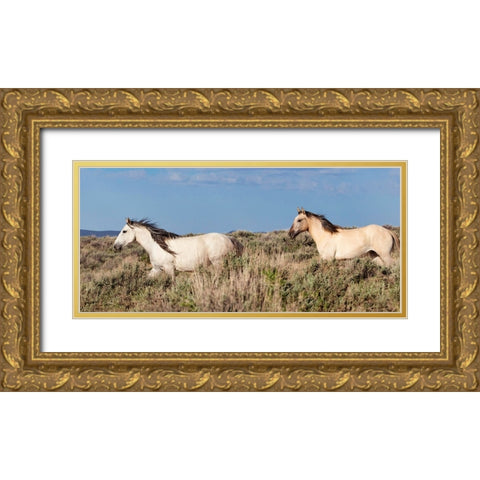 Trotting Trough The Field Gold Ornate Wood Framed Art Print with Double Matting by Walker, Carol