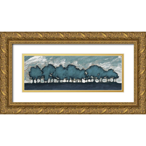Tree Row Sunset Gold Ornate Wood Framed Art Print with Double Matting by Meneely, Dan