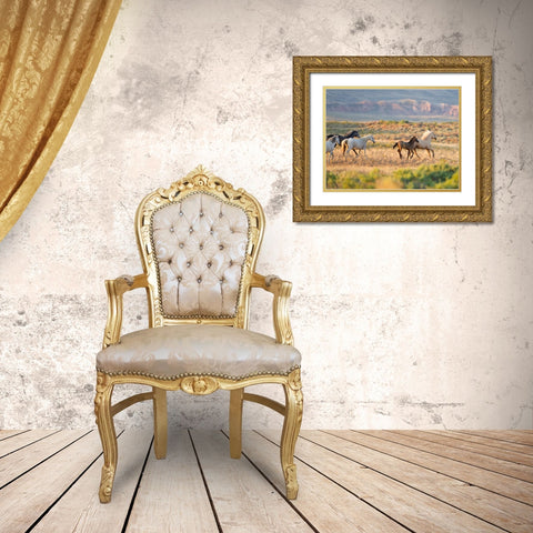 Morning Stroll Gold Ornate Wood Framed Art Print with Double Matting by Walker, Carol