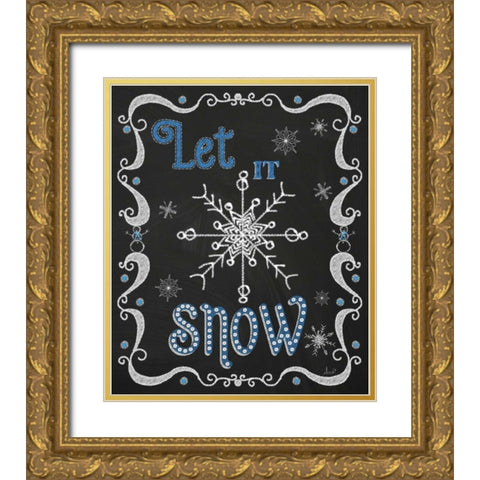 Christmas Night Chalk I Gold Ornate Wood Framed Art Print with Double Matting by Metz, Andi