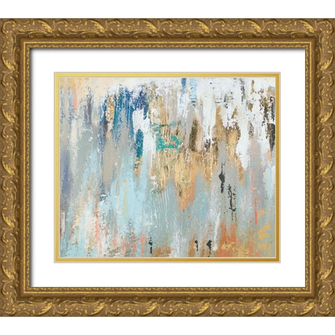 Blue Gold Illusion I Gold Ornate Wood Framed Art Print with Double Matting by Pinto, Patricia