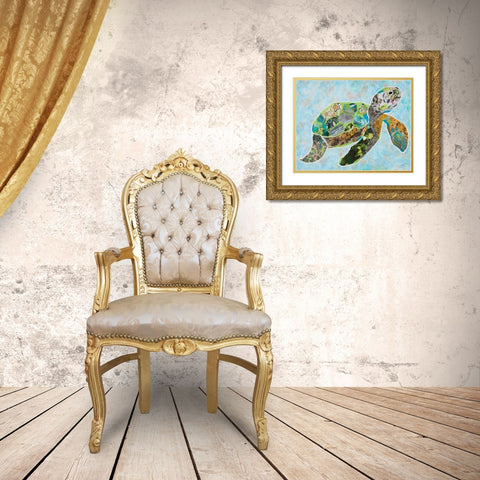 LaniKai Turtle Gold Ornate Wood Framed Art Print with Double Matting by Ritter, Gina