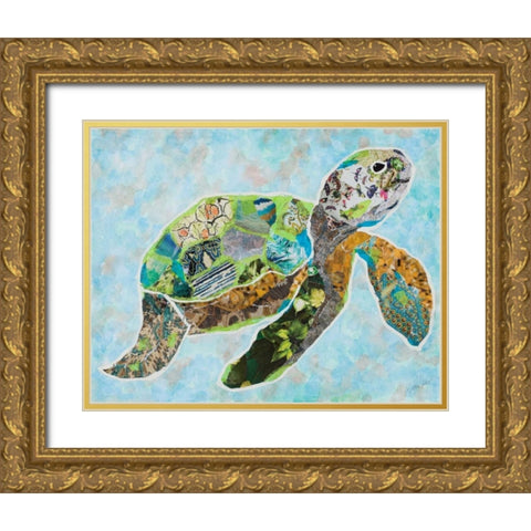 LaniKai Turtle Gold Ornate Wood Framed Art Print with Double Matting by Ritter, Gina